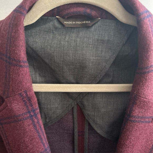 Tasso Elba  Burgundy Plaid Cotton Blend Preppy School Boy Old Money Blazer  XL - Picture 4 of 12